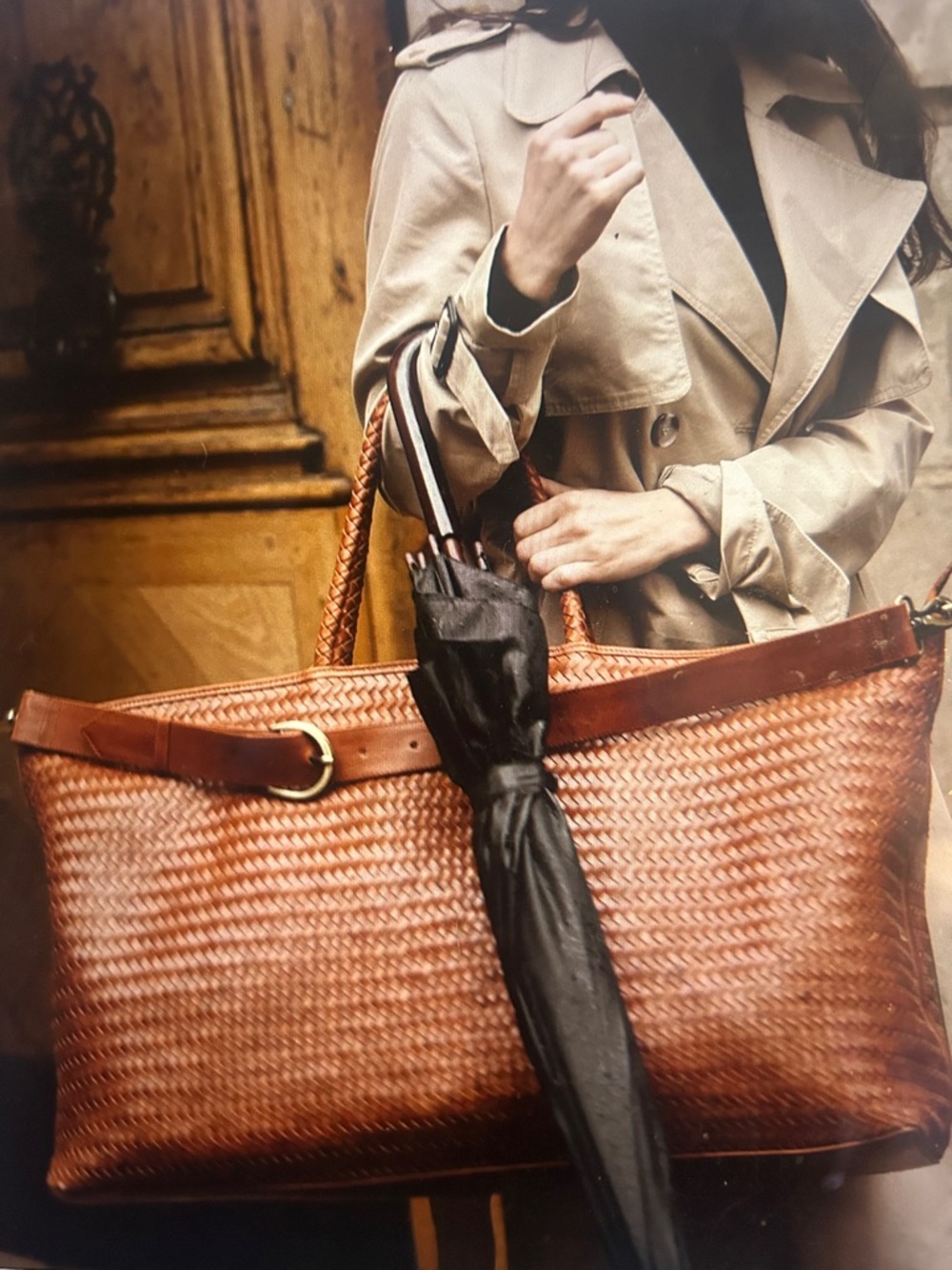 Bennie Le Traveler Brown Woven Leather Weekender Bag - sienna XL - Picture 6 of 8